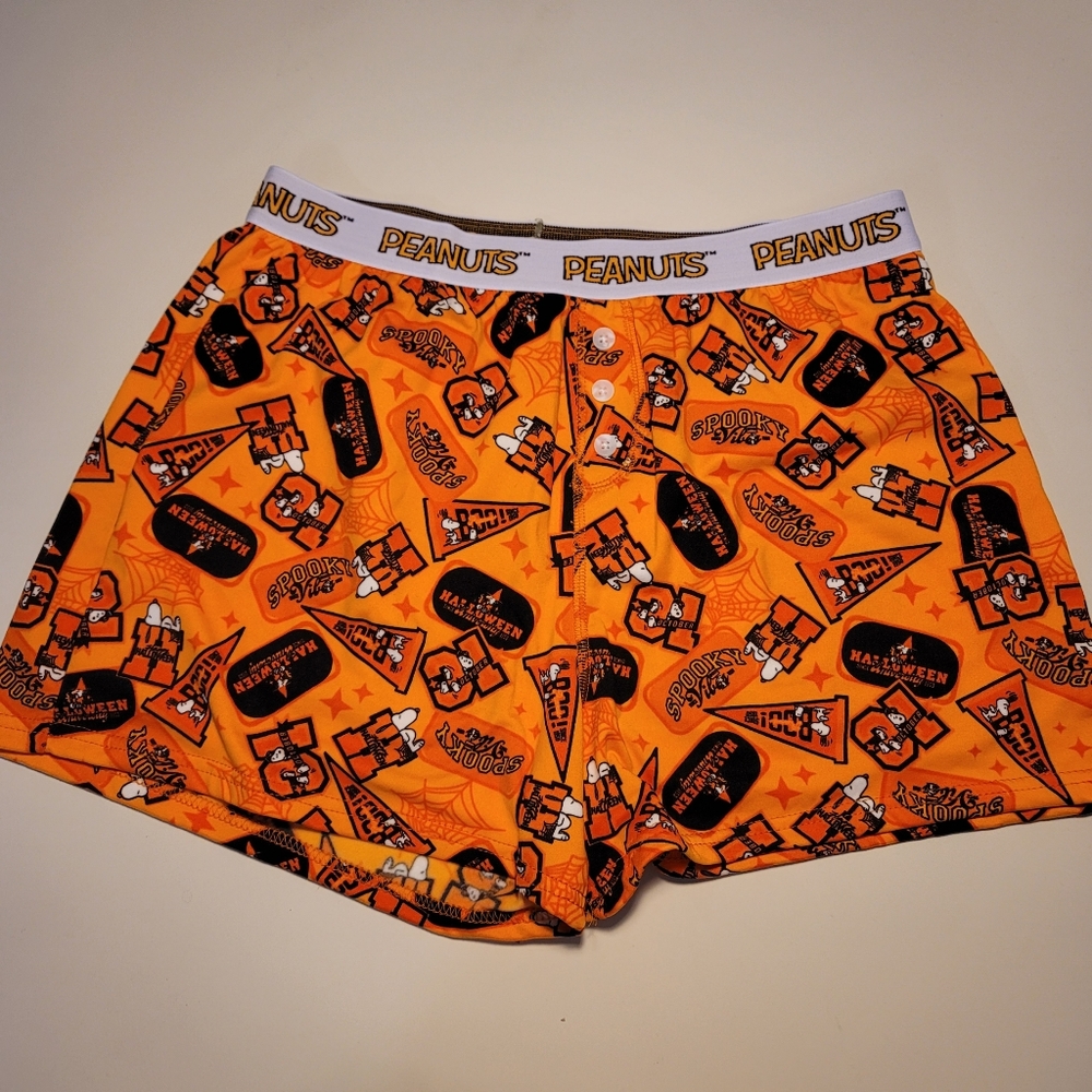 Peanuts Halloween‎ Orange Boxer Shorts L Snoopy Spooky Vibes New